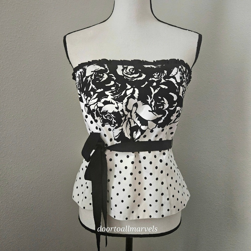 White House Black Market Corset Top Peplum Pin-up Parisian Chic Feminine sx 10‎
